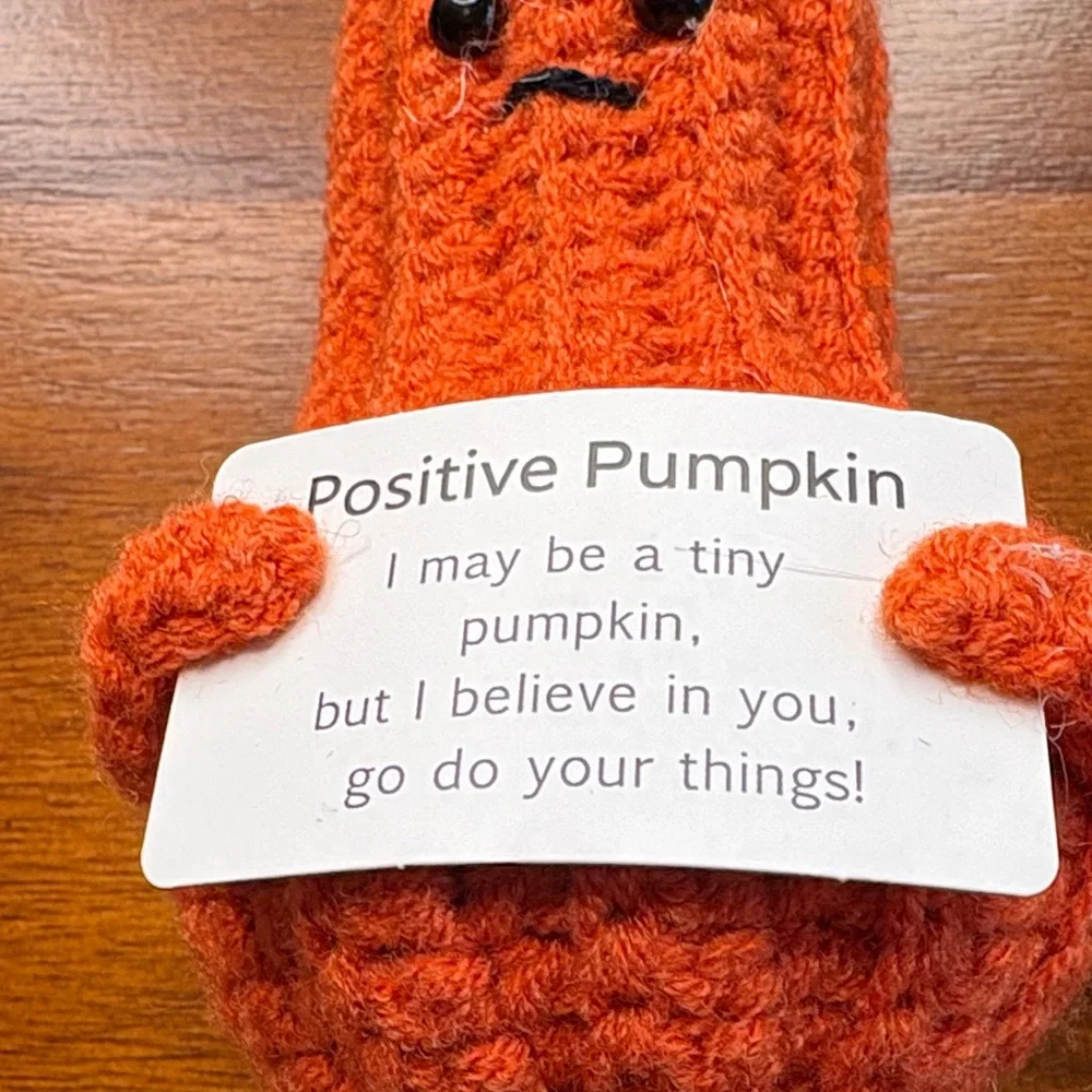 Crochet Emotional Support Positive Pumpkin